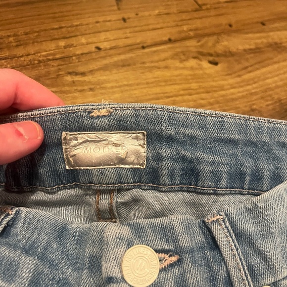 Mother Denim Jeans sz 25 Undone Hem Looker Crop Cliffhanger Wash Distressed - Picture 5 of 15